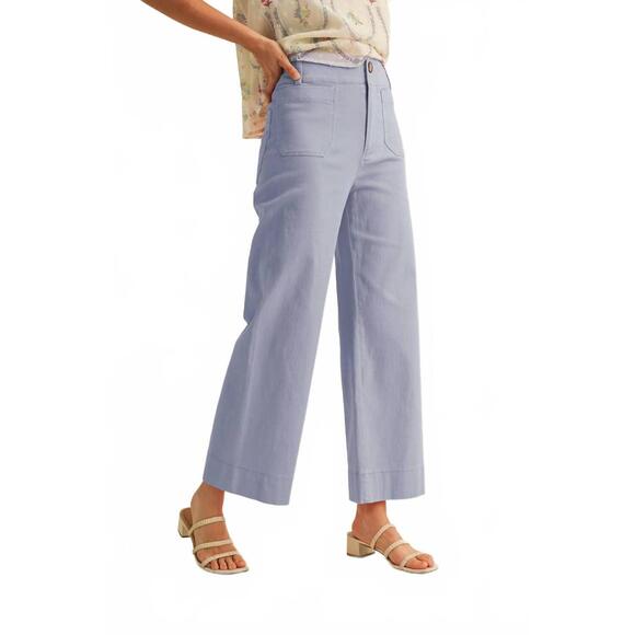 NEW &MERCI cropped wide-leg high rise pants in corn flower - Picture 2 of 3